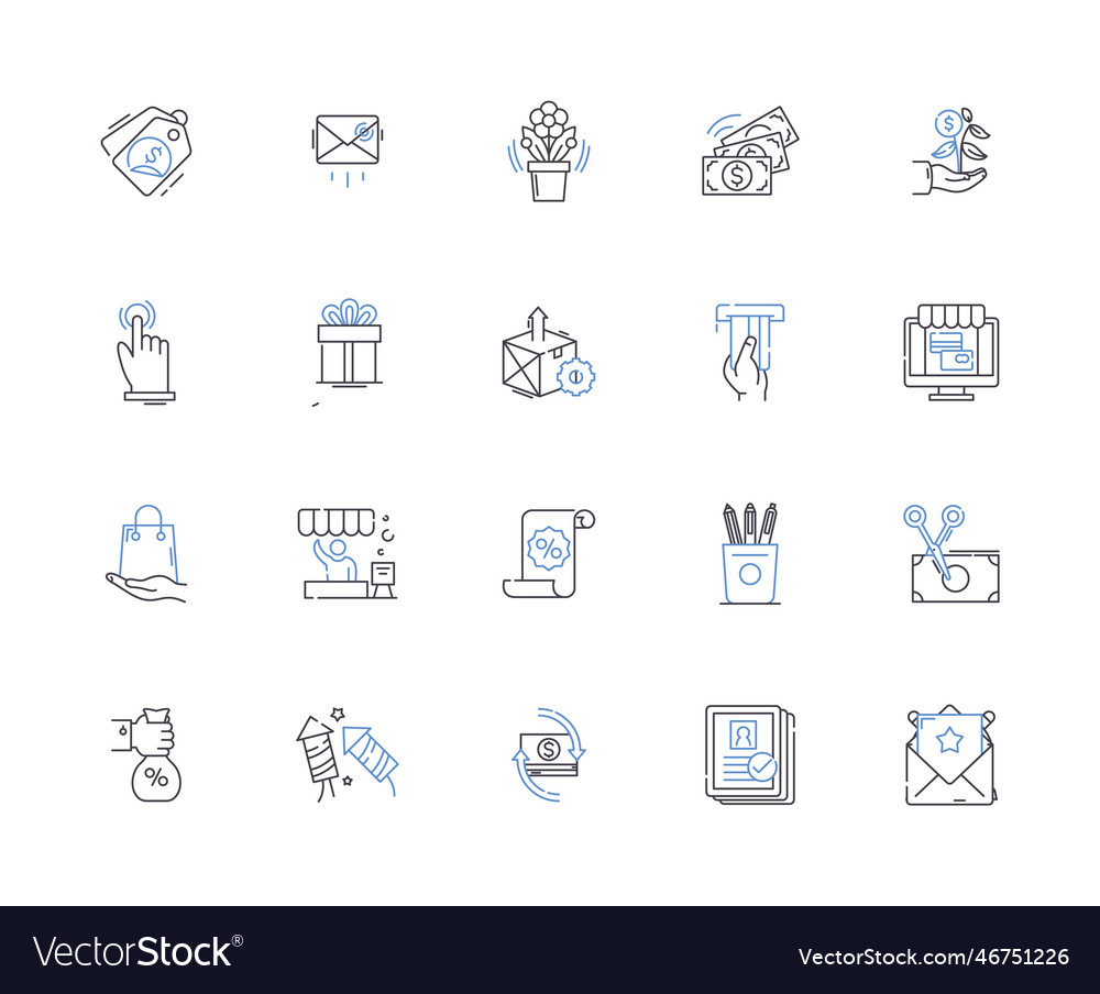 Shopping mall outline icons collection Royalty Free Vector