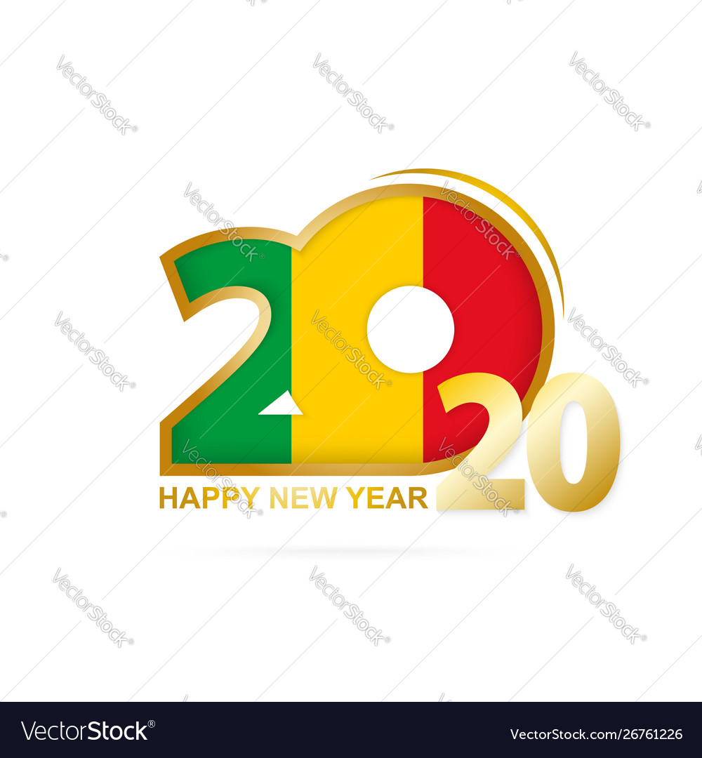 Year 2020 with mali flag pattern happy new Vector Image