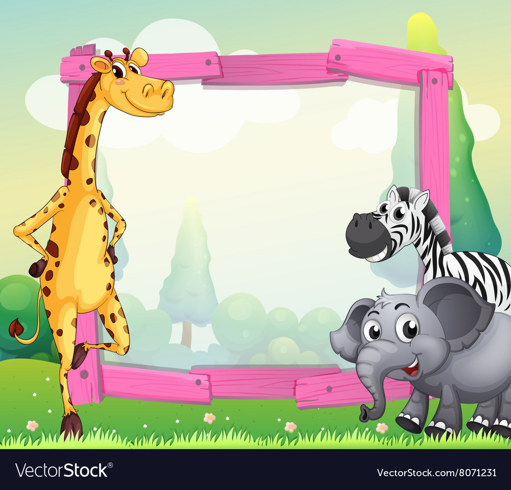 Border design with wild animals Royalty Free Vector Image Border design with wild animals Royalty Free Vector Image