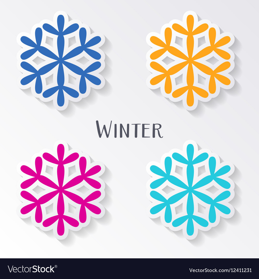 colorful snowflake labels royalty free vector image