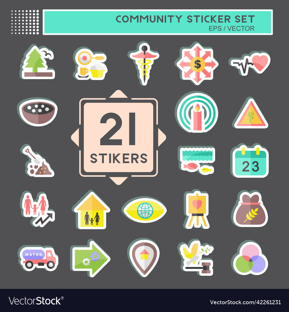 Community sticker set suitable for education Vector Image