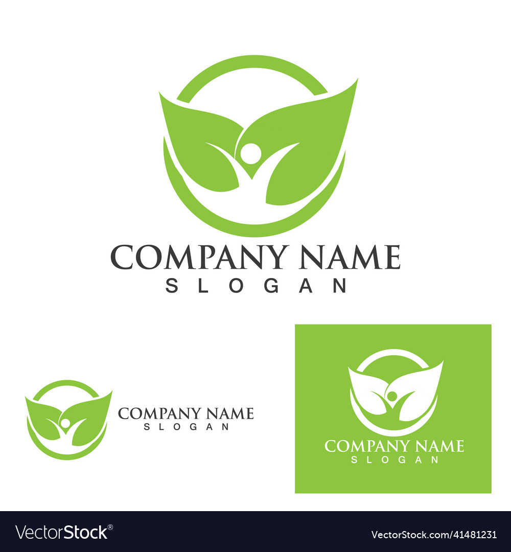 Health people leaf logo green image Royalty Free Vector