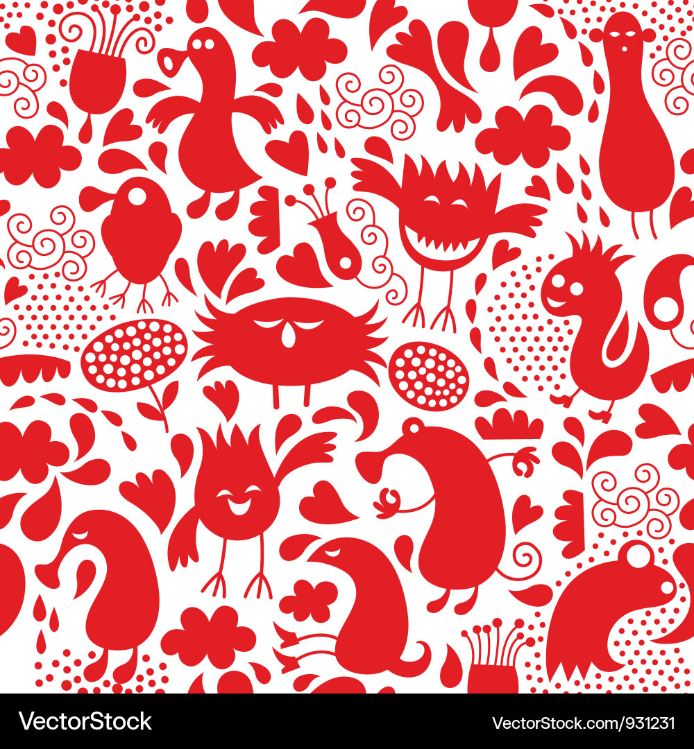 Seamless pattern with cute monster Royalty Free Vector Image