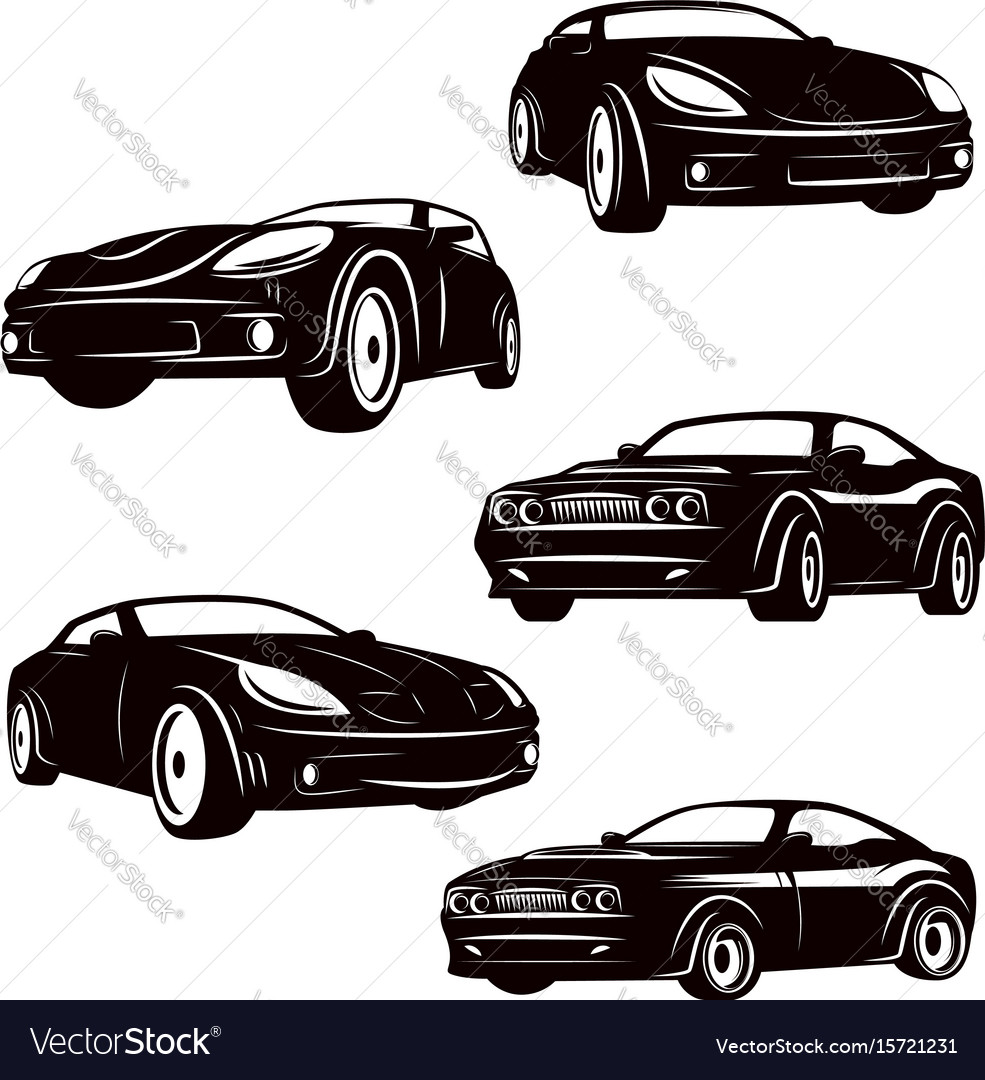 Set of cars icons isolated on white background