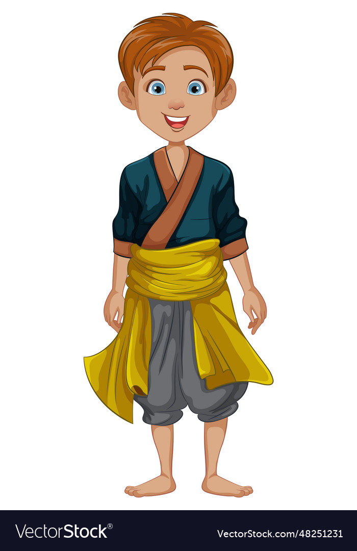 Southeast asian men in traditional outfits Vector Image