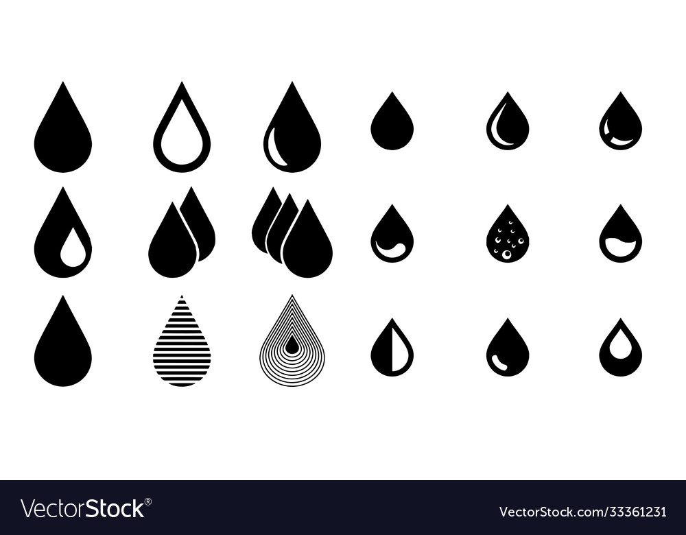 Water drop in flat style set Royalty Free Vector Image