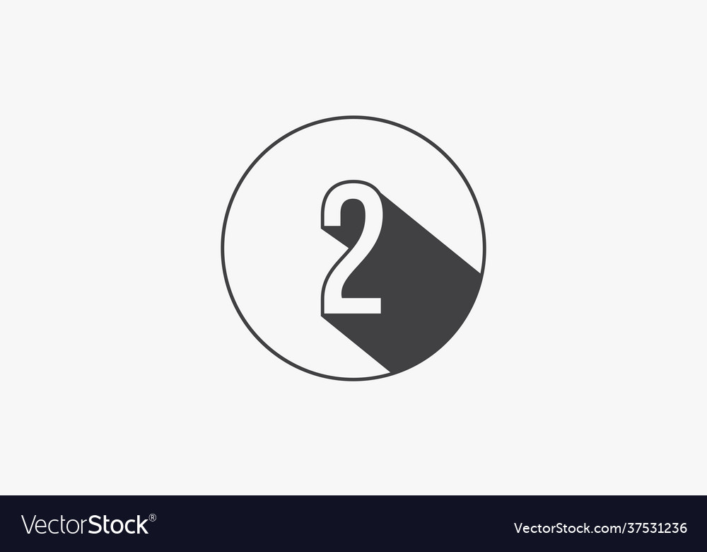 2 number circle line design flat Royalty Free Vector Image