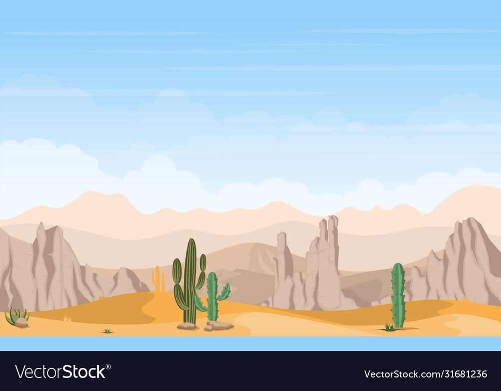 Beautiful western desert landscape with sky rock Vector Image