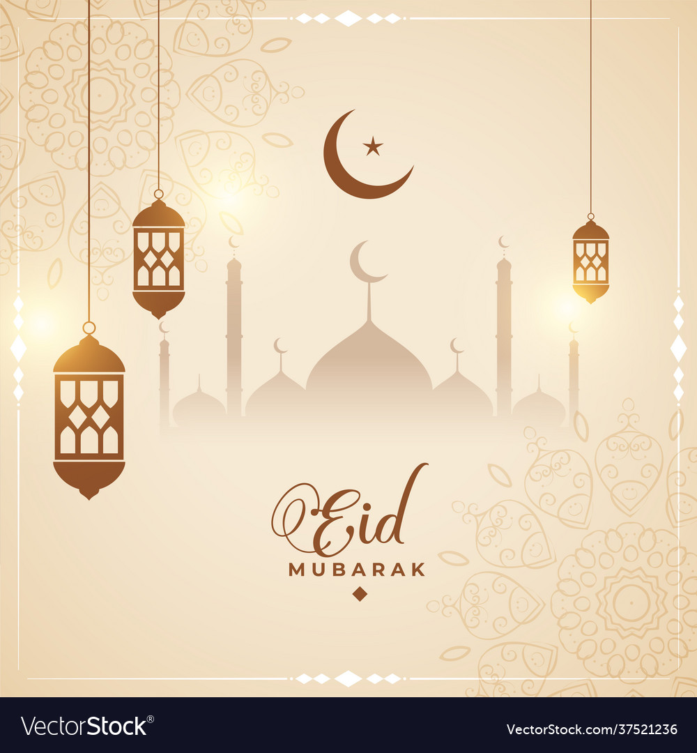 Cultural eid mubarak card design background Vector Image