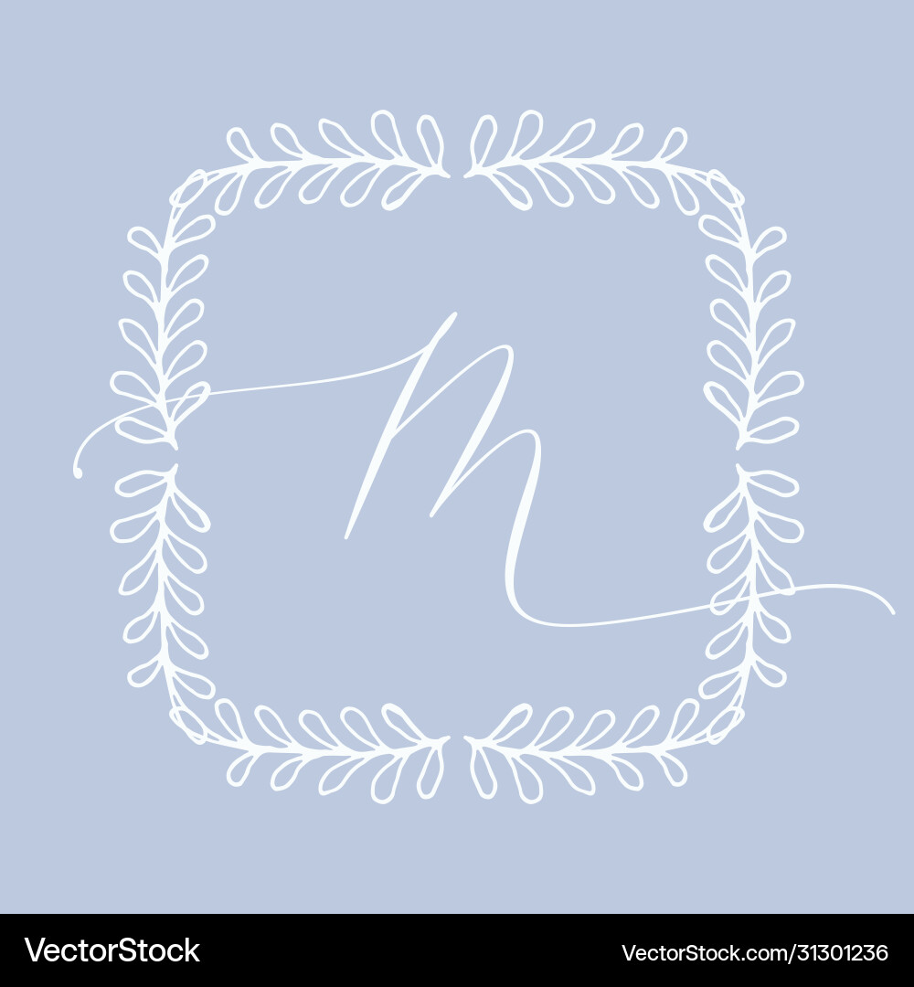 Floral frame or monogram hand drawn element Vector Image