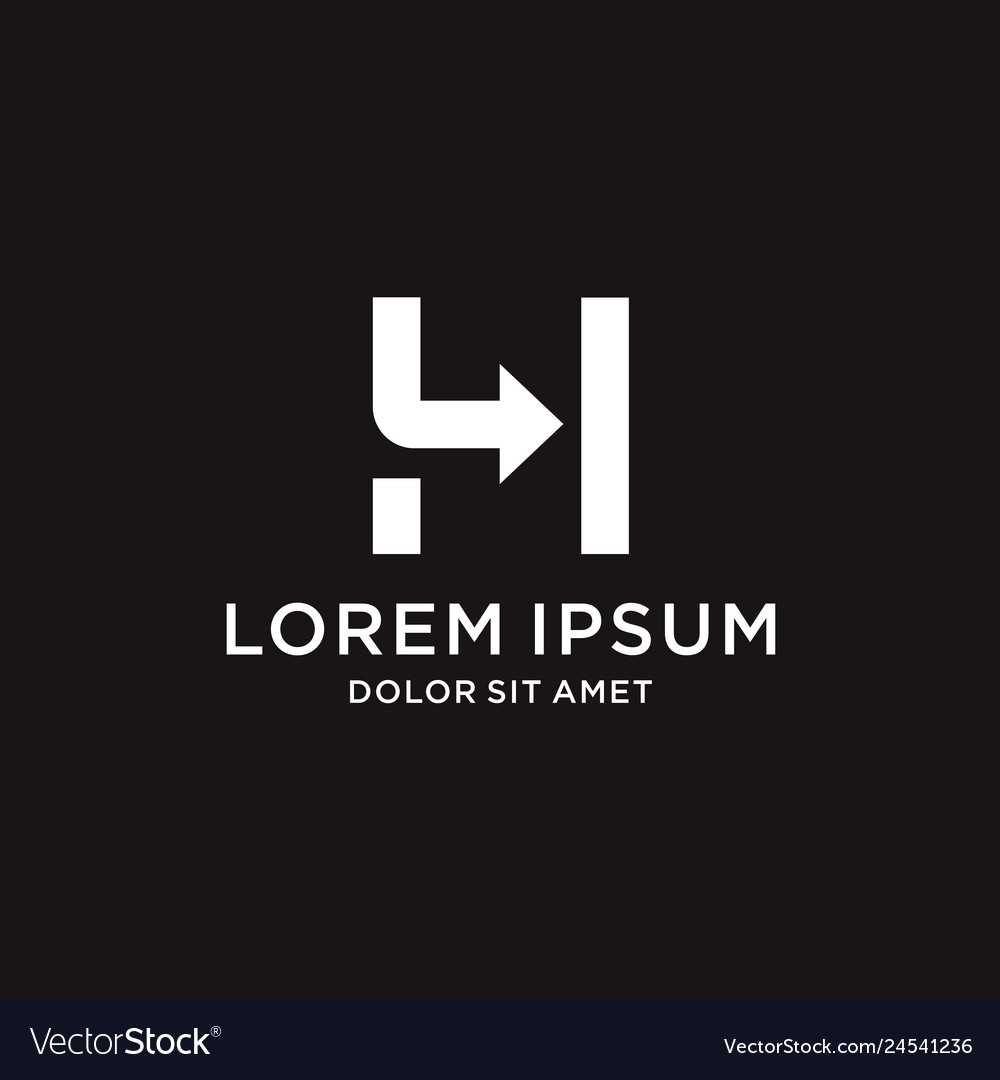 Initial letter h with arrow symbol logo Royalty Free Vector