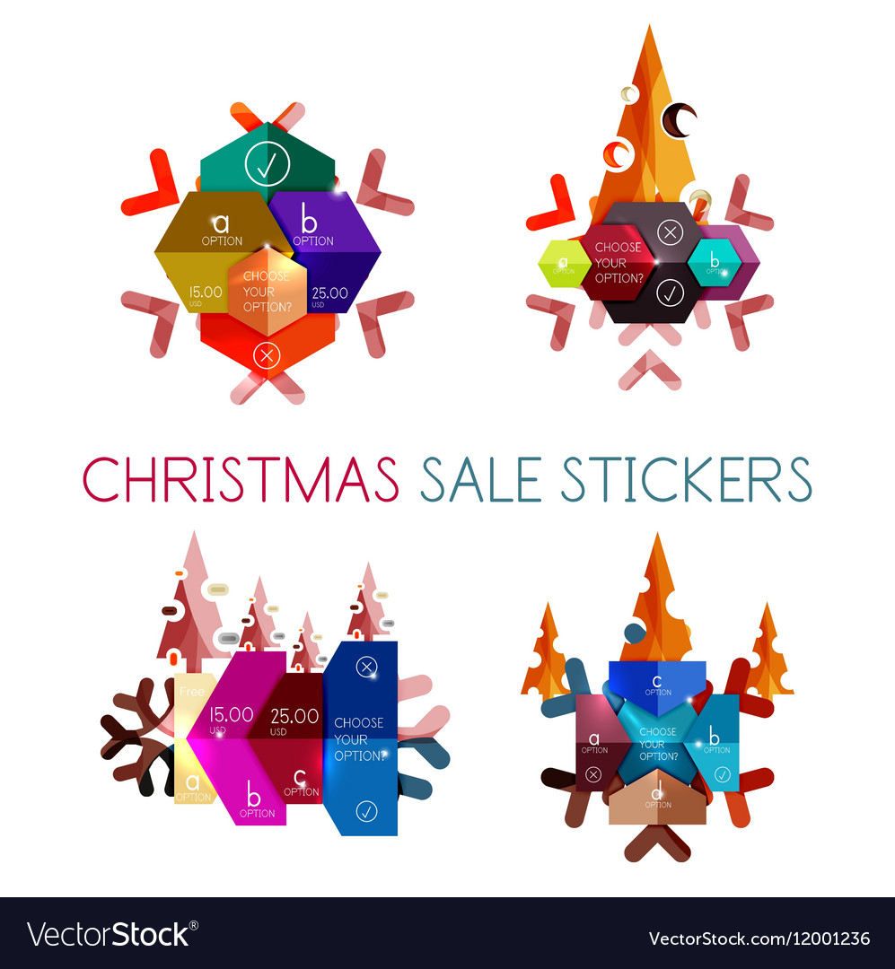 Modern paper christmas stickers Royalty Free Vector Image