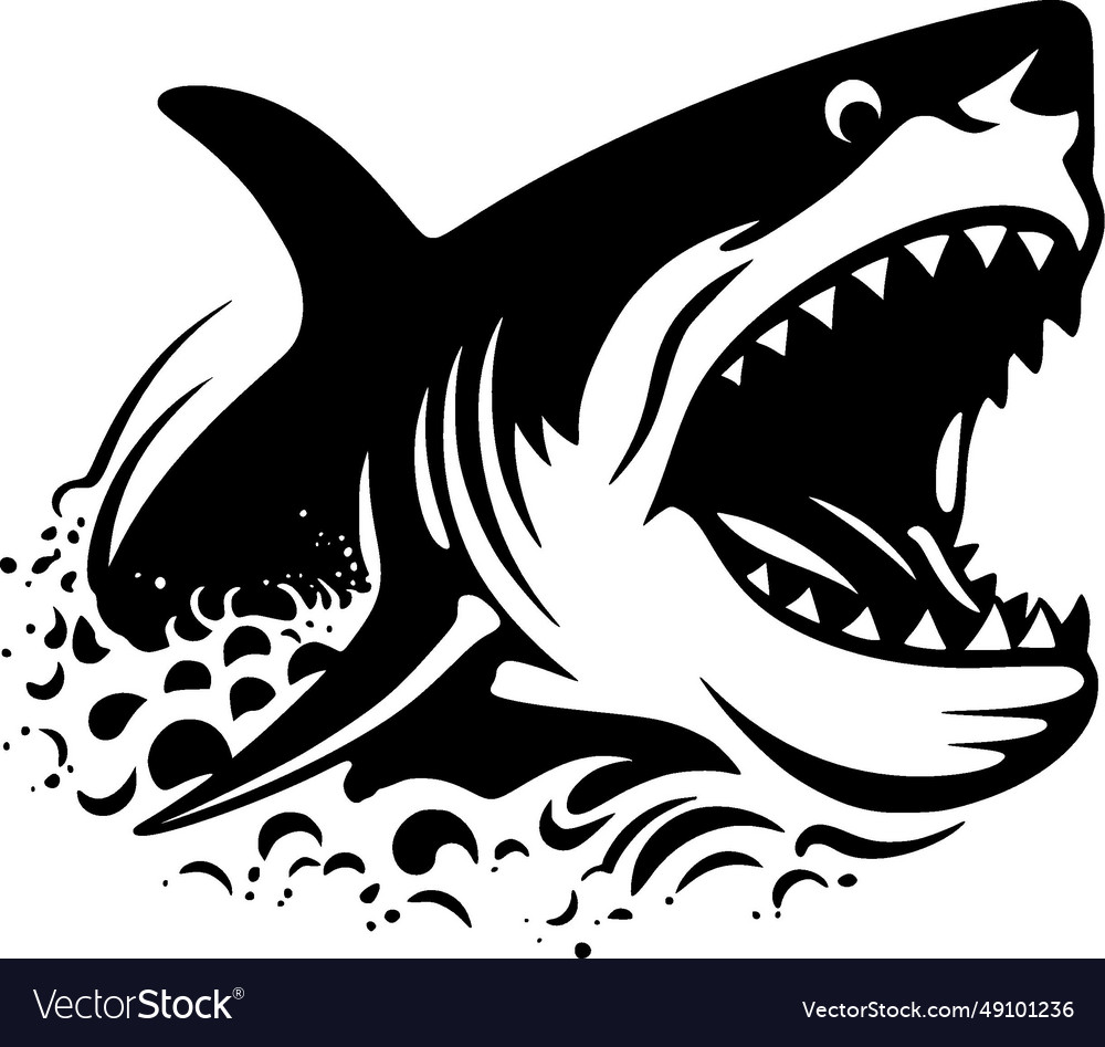 Shark - black and white Royalty Free Vector Image