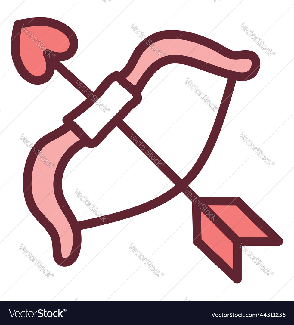 Valentines day bow and arrow on a white Royalty Free Vector