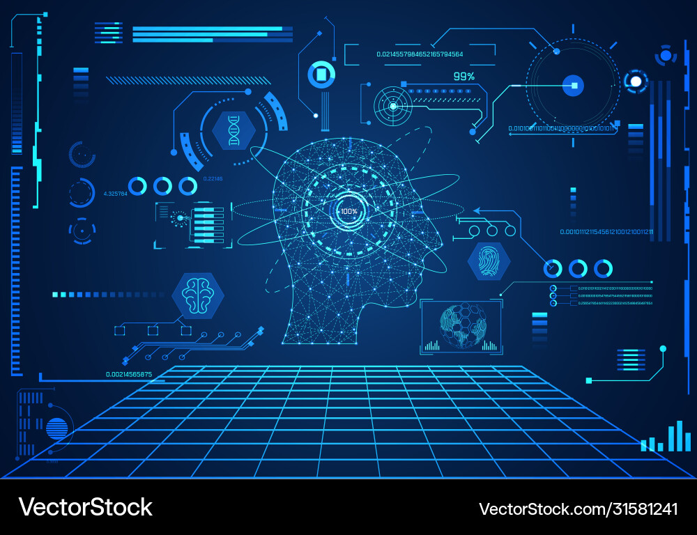 Abstract Technology Ui Futuristic Concept Head Vector Image