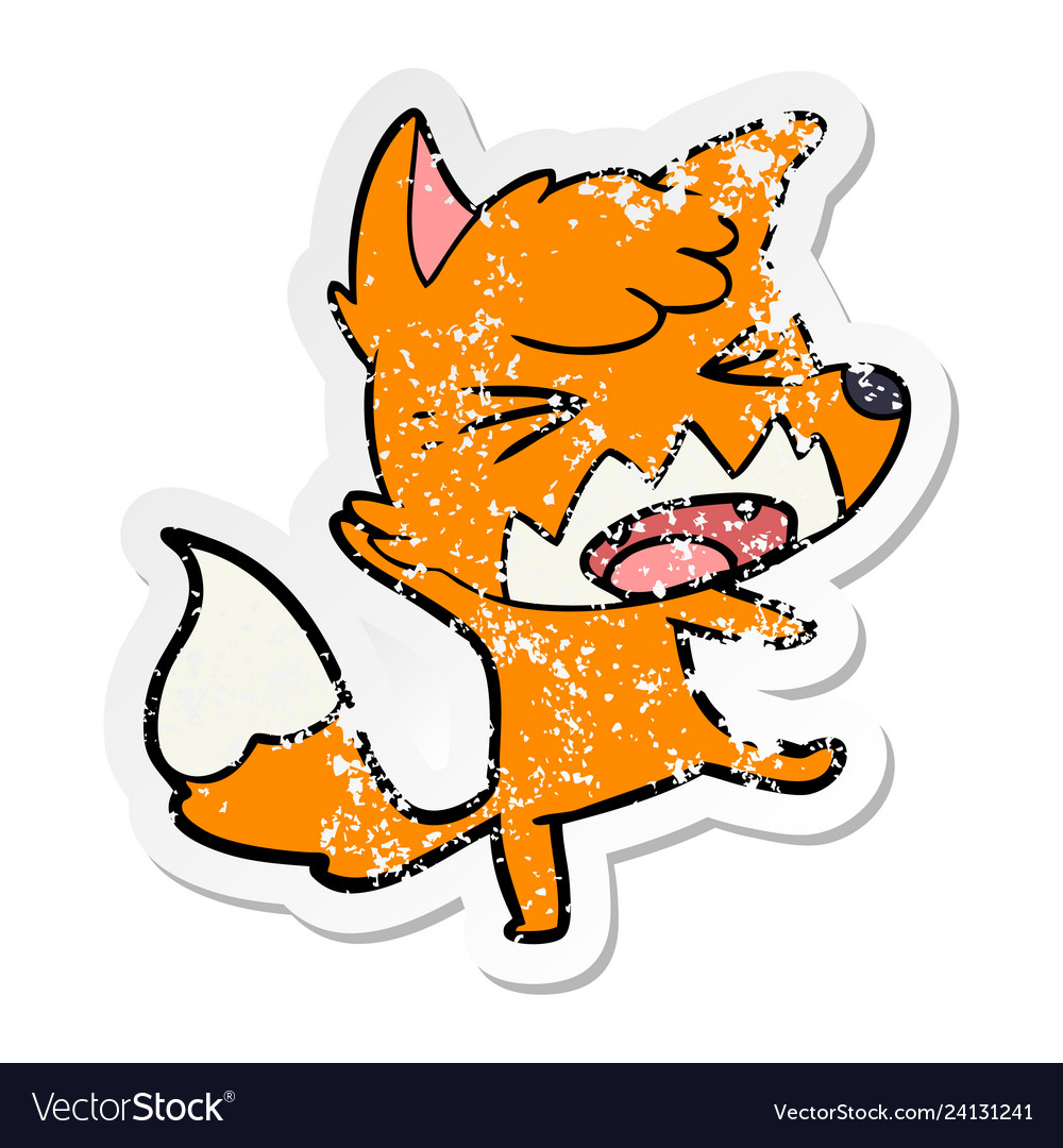 Distressed sticker of a angry cartoon fox Vector Image