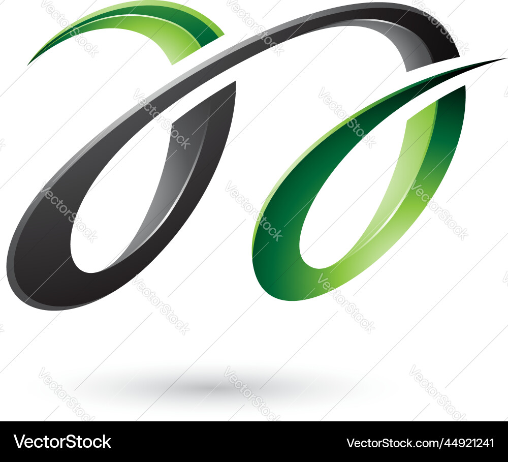 Green and black glossy dual letters Royalty Free Vector