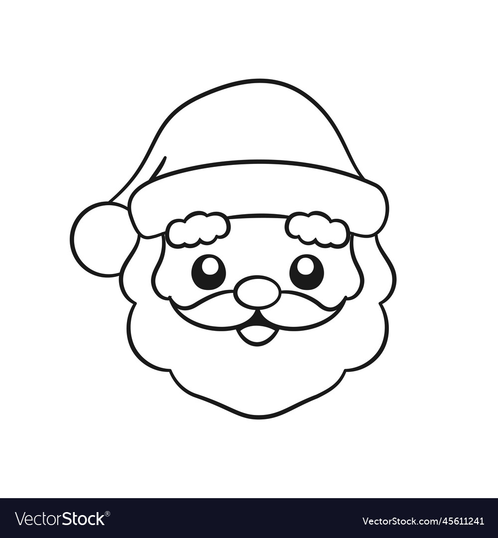 Happy santa claus head cartoon line art coloring Vector Image