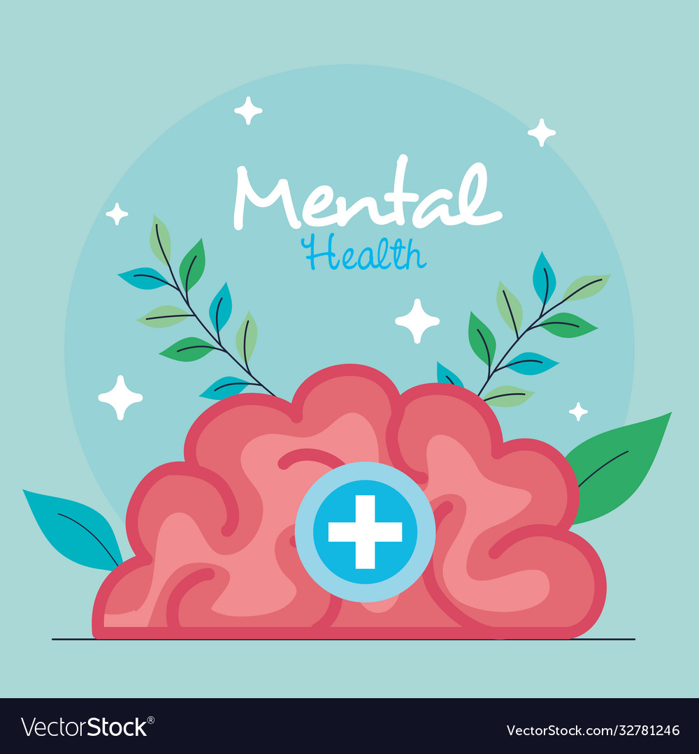 Mental health concept with brain human Royalty Free Vector