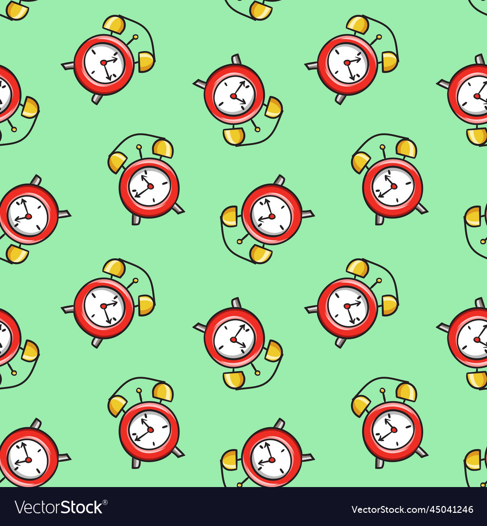 Retro alarm clock pattern Royalty Free Vector Image