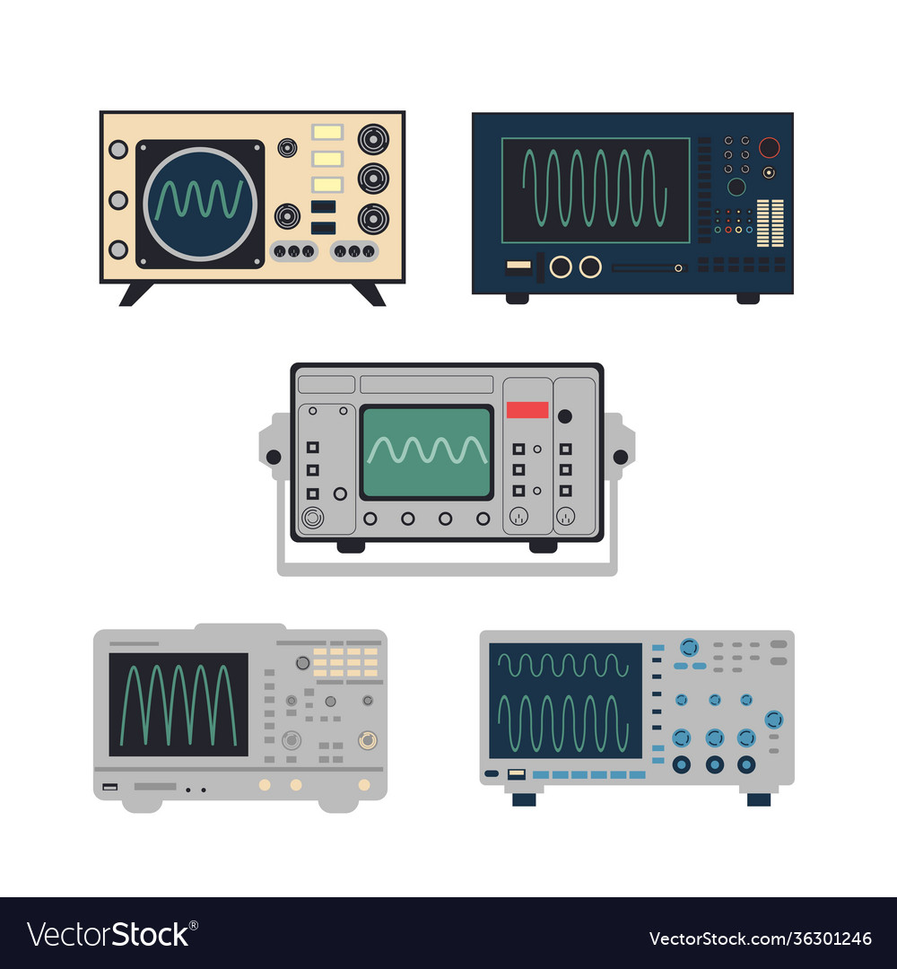 Set oscilloscope old and new 2d Royalty Free Vector Image
