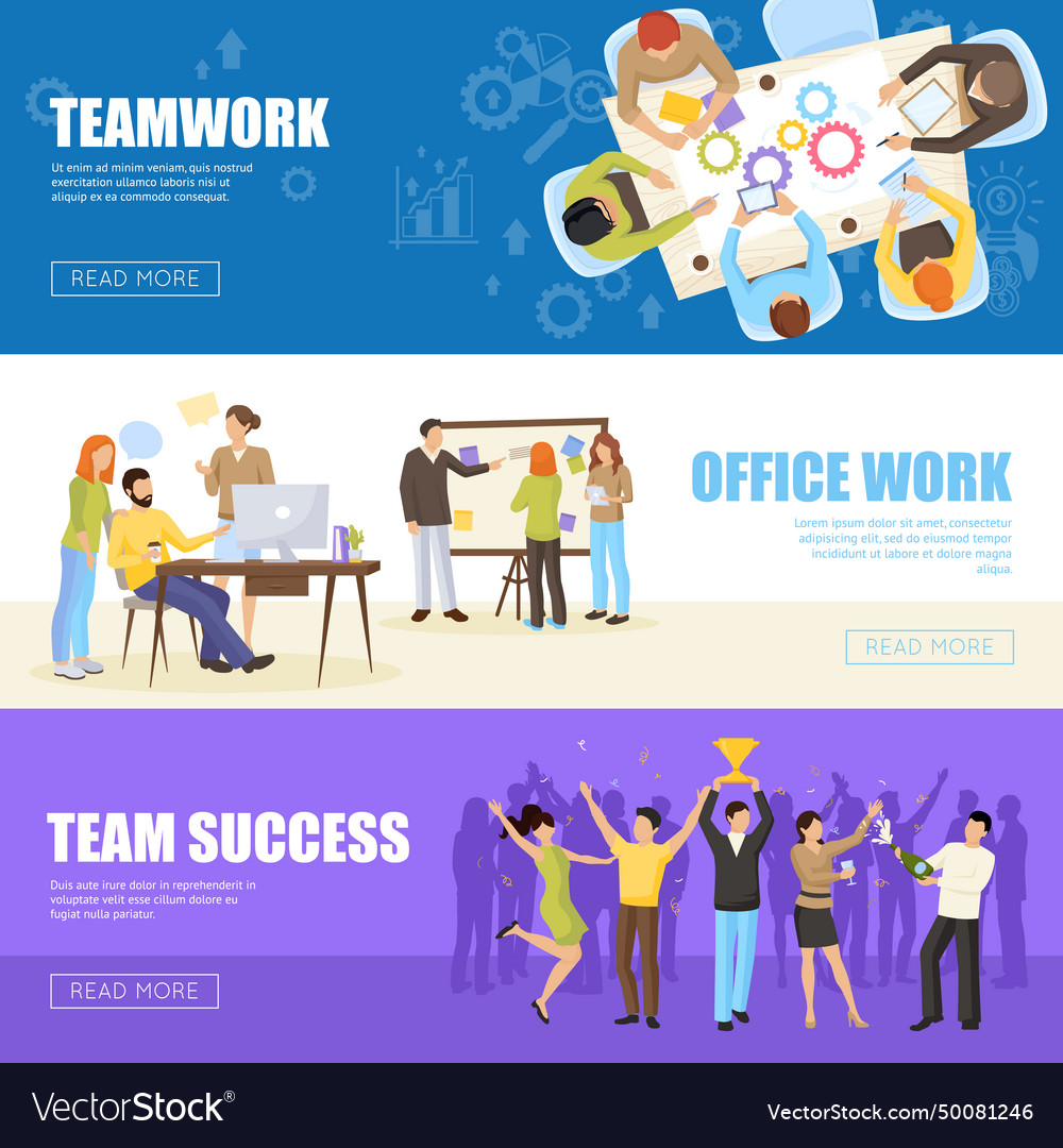 Teamwork banners set Royalty Free Vector Image