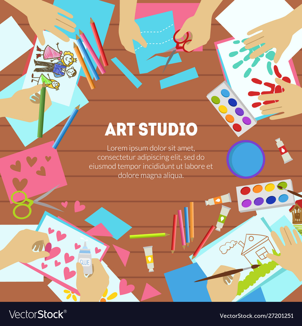 Art studio banner template with space for text