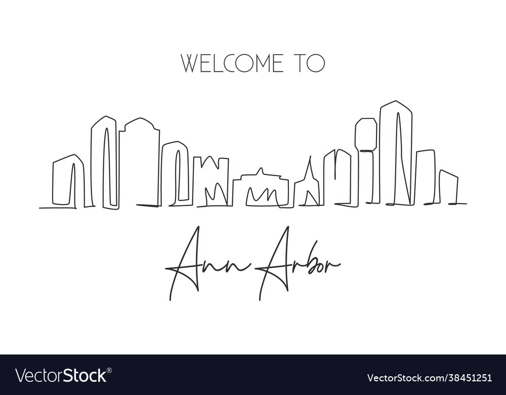 One continuous line drawing ann arbor city Vector Image