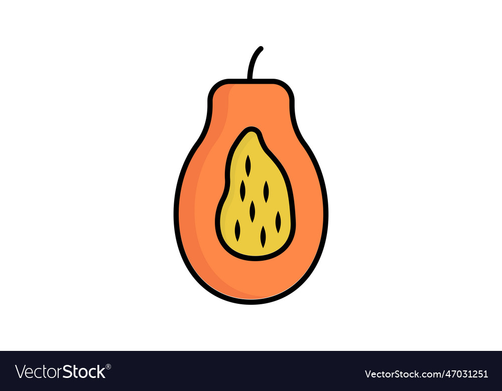 Papaya icon lineal color icon style flat line Vector Image