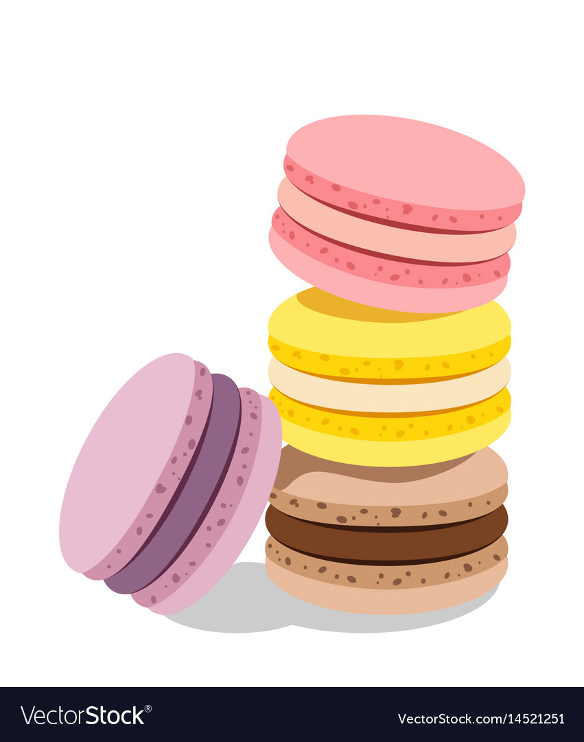 Stack of different french cookies macaroons Vector Image