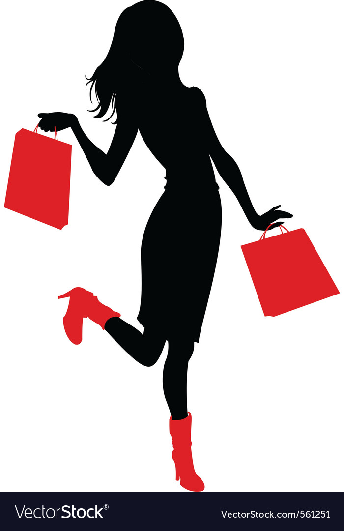 Woman silhouette with shopping bag Royalty Free Vector Image