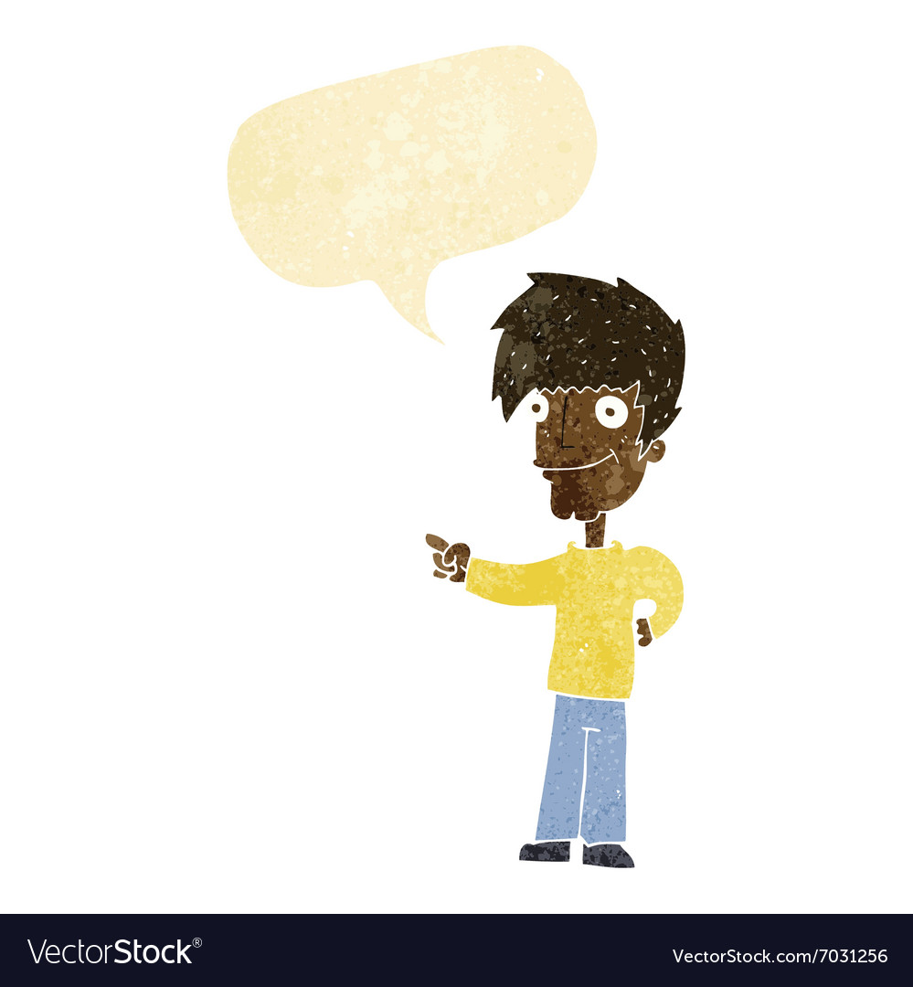 Cartoon man pointing with speech bubble Royalty Free Vector