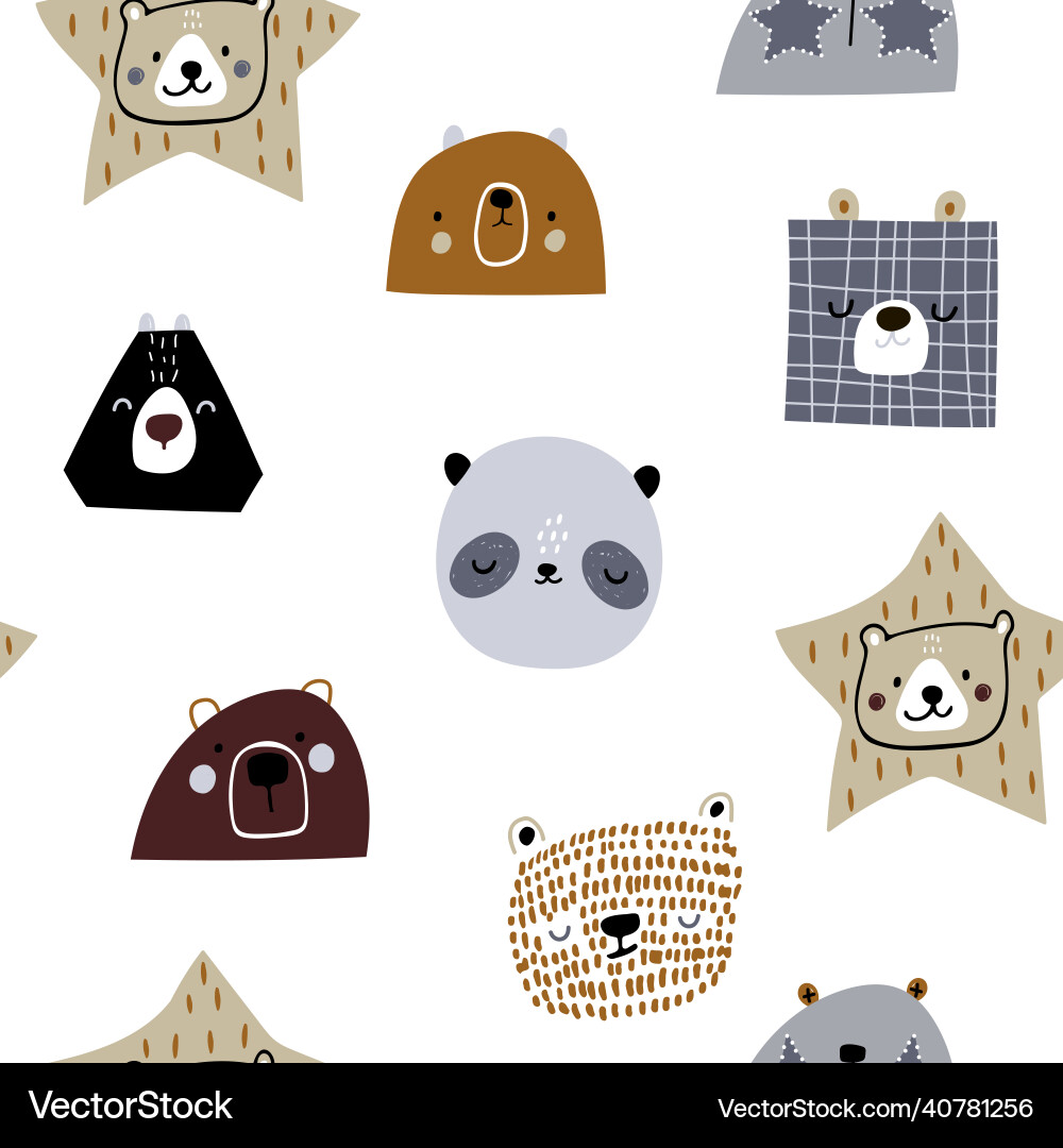 Creative childish pattern with cute bears Vector Image