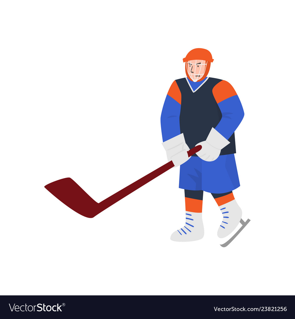 Serious hockey player of large stature is waiting Vector Image