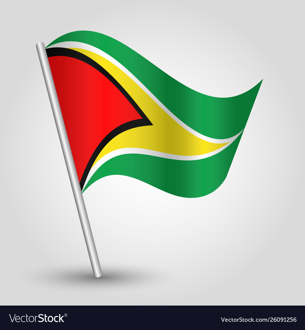 Waving simple triangle guyanese flag Royalty Free Vector