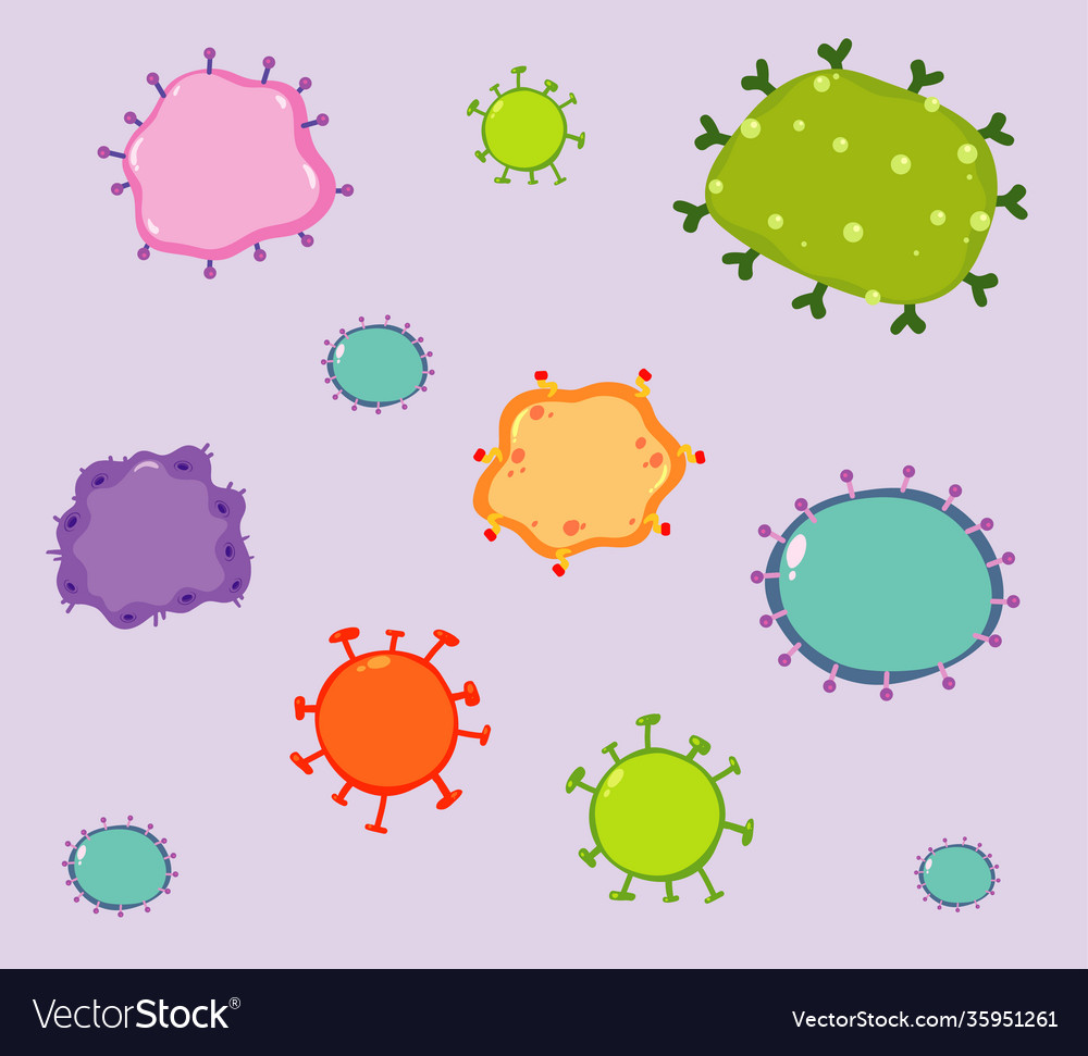 Background template with many virus cells Vector Image