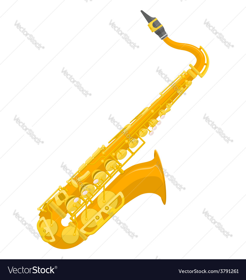 Flat design colored copper brass alto saxophone Vector Image