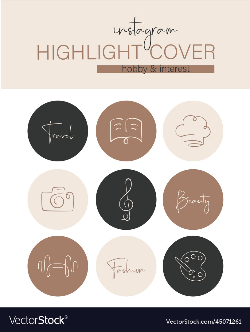 Instagram highlight cover hobby interest Vector Image, highlight