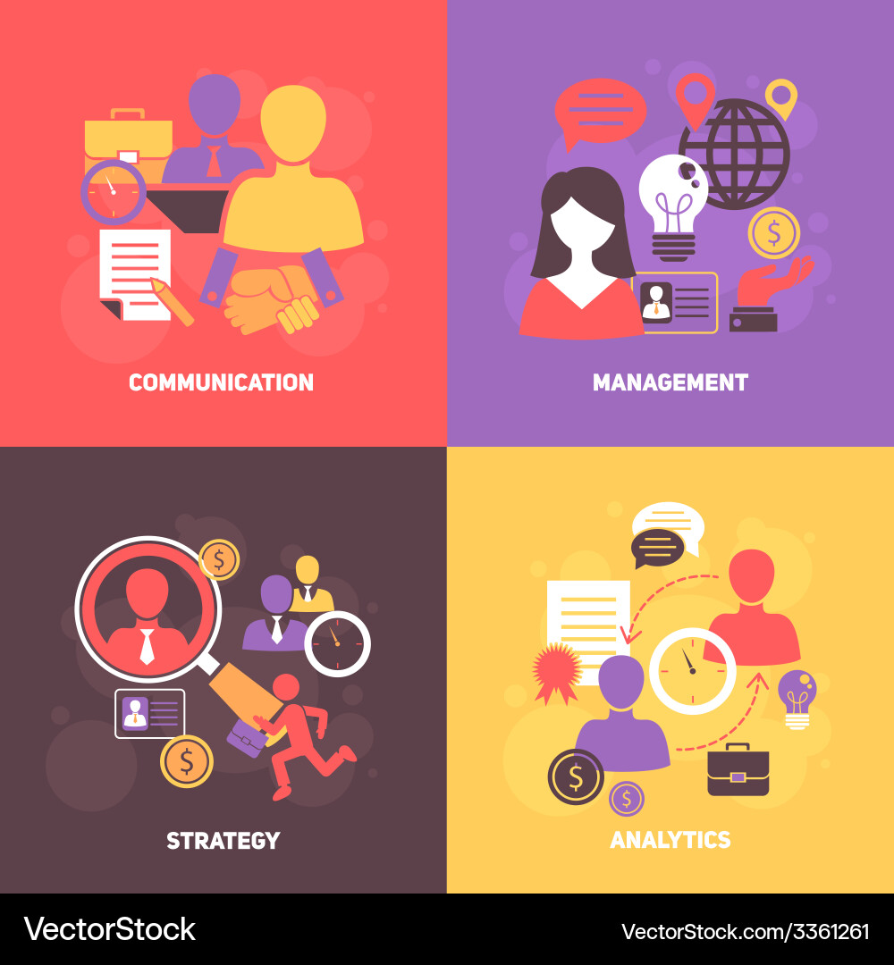 Job interview flat set Royalty Free Vector Image