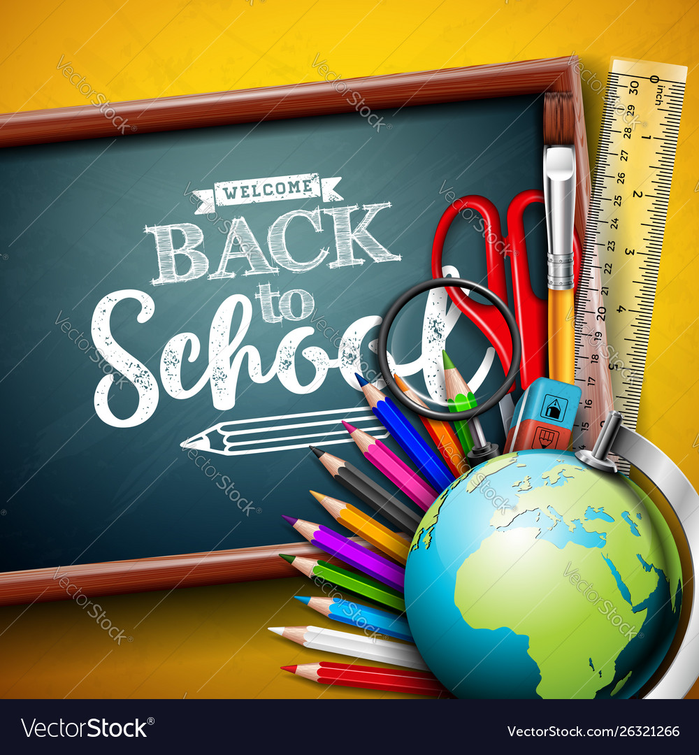 Back to school design with globe magnifying glass Vector Image