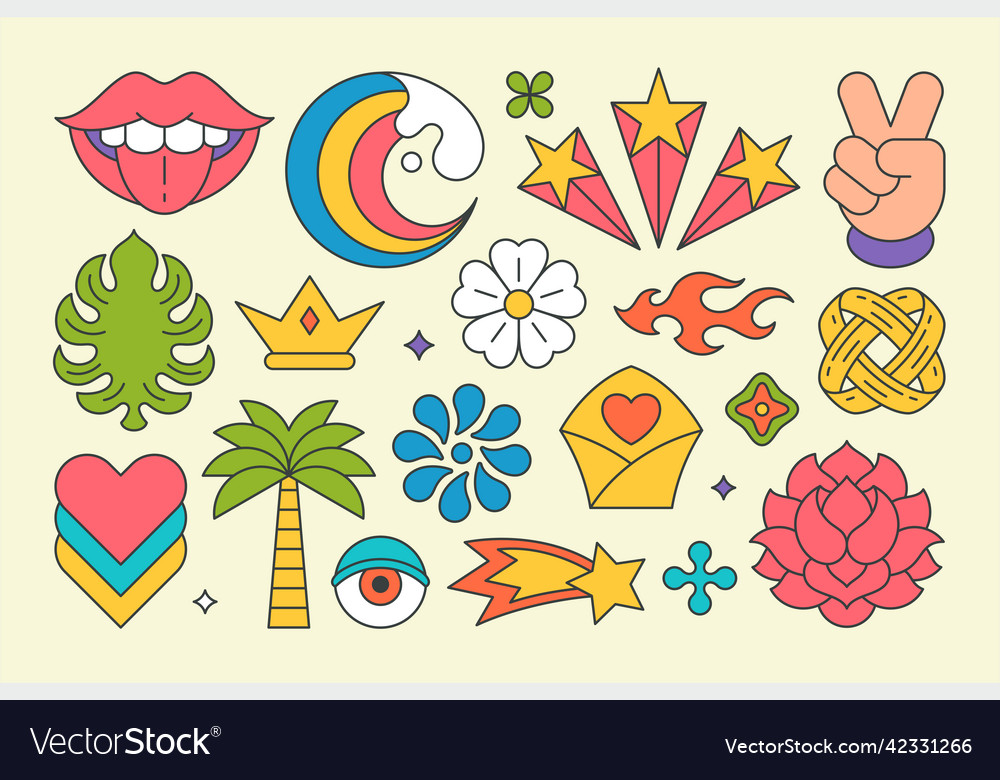 Collection multicolored pop art graphic elements Vector Image