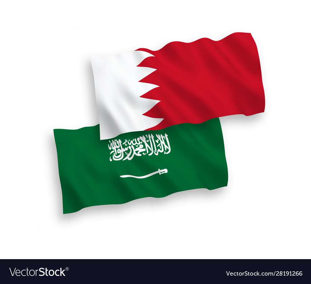 Flags Saudi Arabia And Bahrain On A White Vector Image