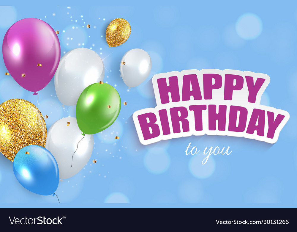 Glossy happy birthday balloons background Vector Image