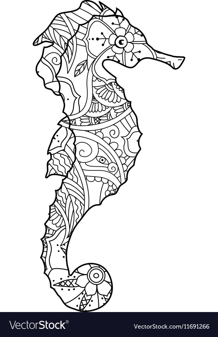 Hand drawn sketch of seahorse isolated on white Vector Image