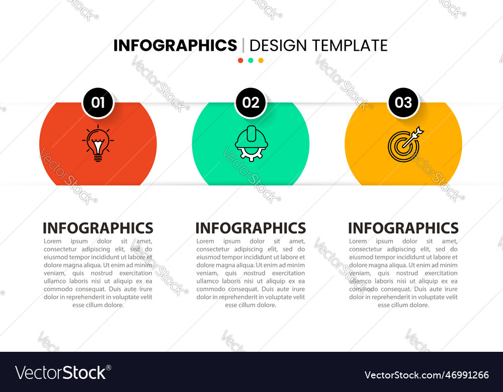 Infographic template 3 circles in a row Royalty Free Vector