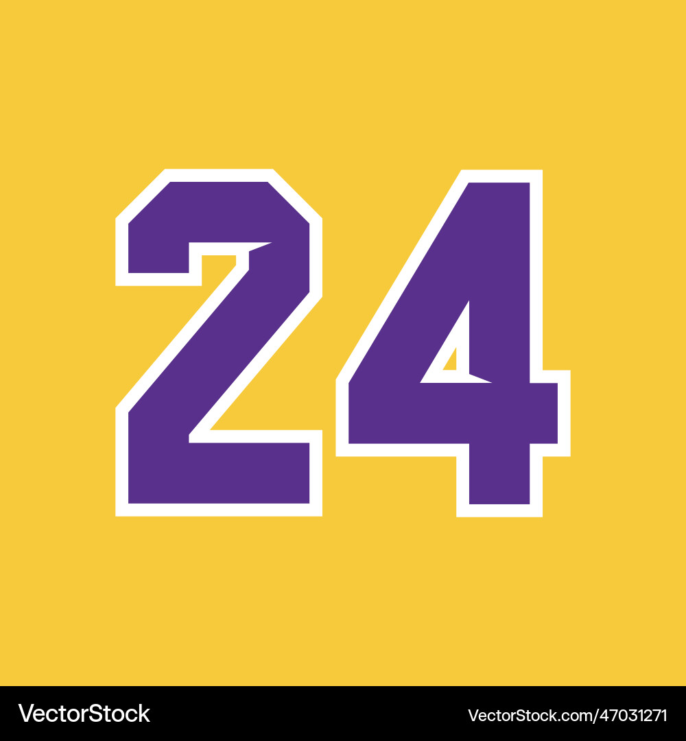 Basketball sport number template 24 Royalty Free Vector