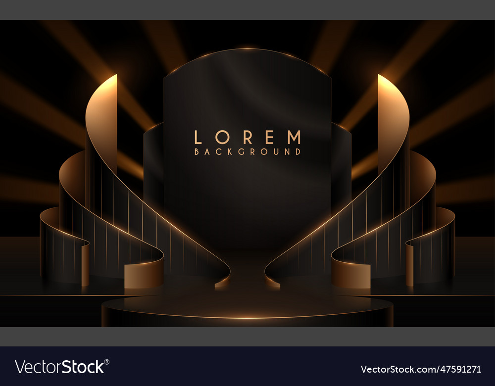 Black and gold stage with light effect Royalty Free Vector