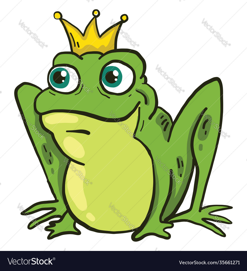 Frog with a crown on white background Royalty Free Vector