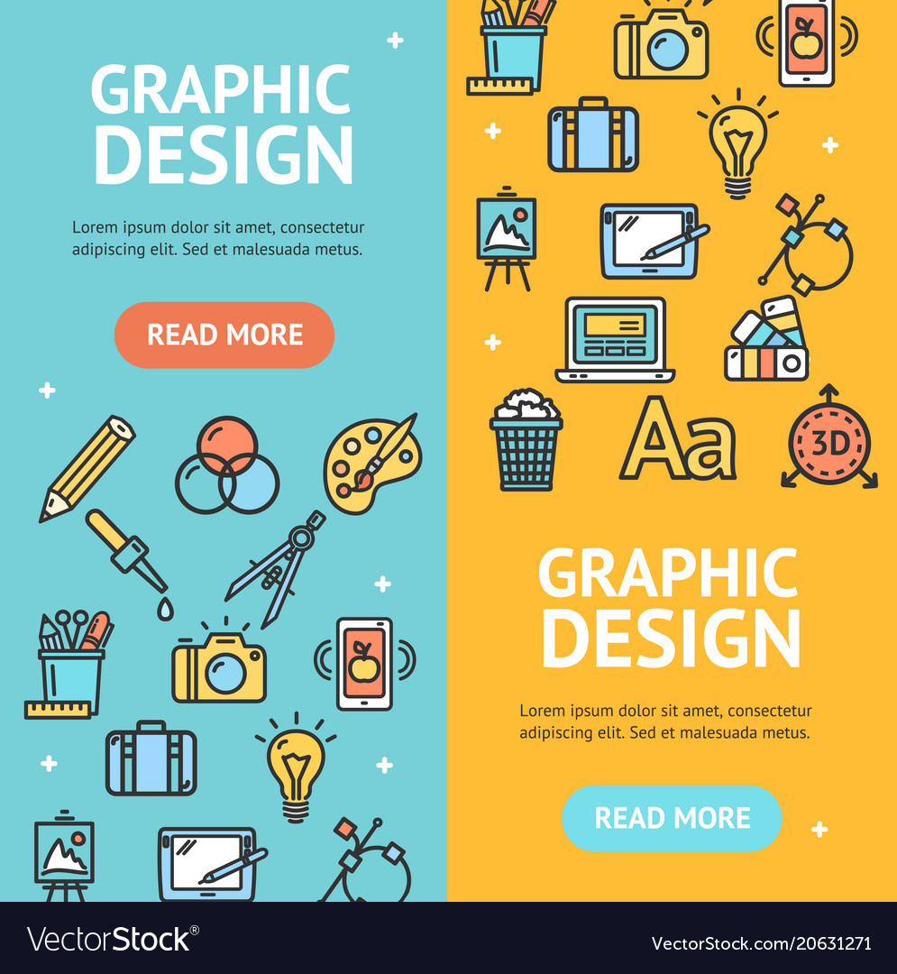 Graphic Design Signs Banner Vecrtical Set Vector Image