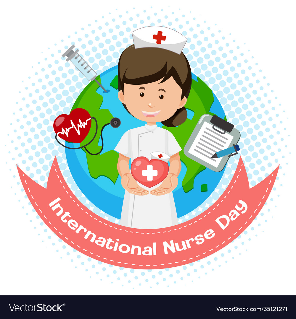 International nurse day logo with cute nurse Vector Image